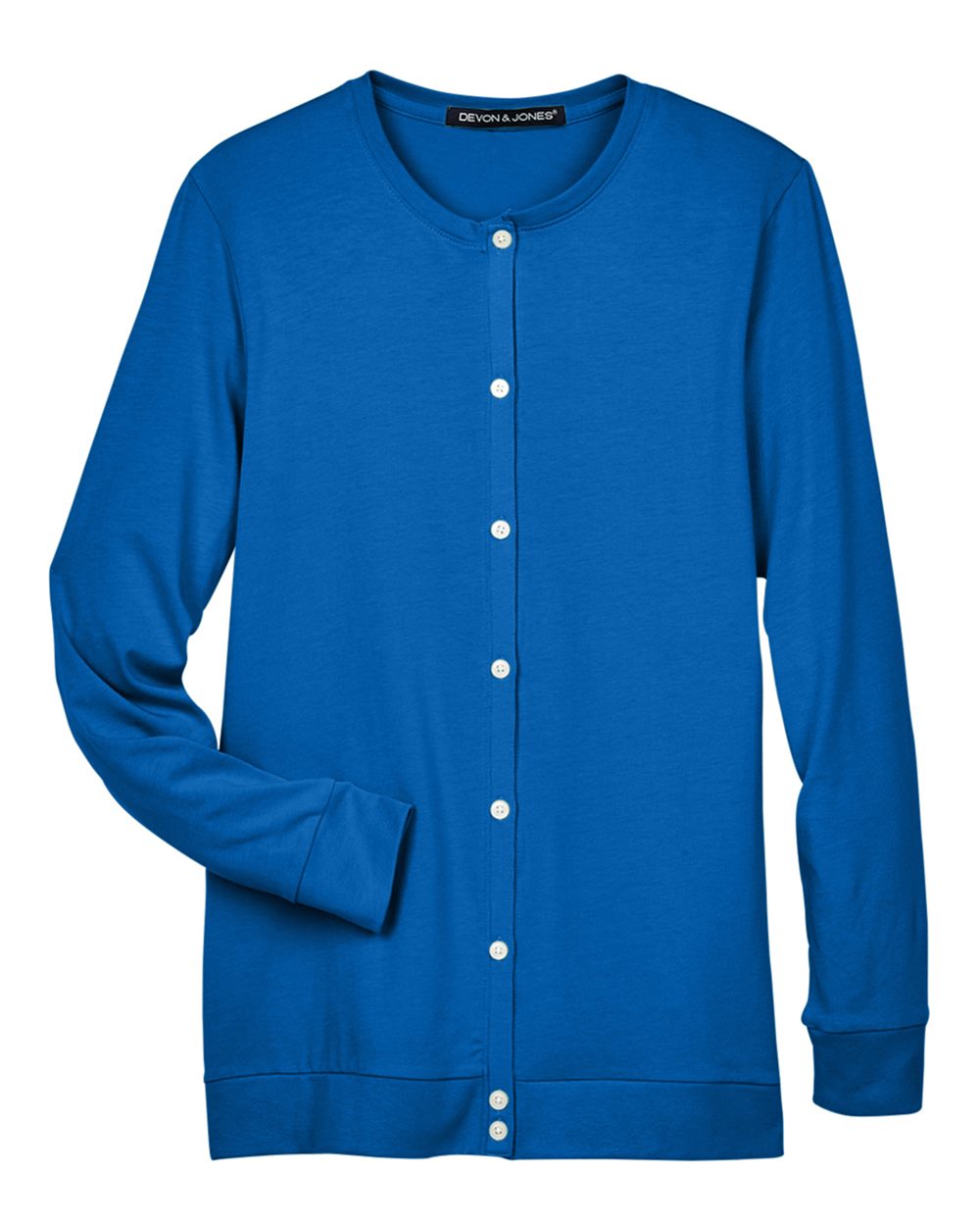 Front View of French Blue Women's Perfect Fit™ Ribbon Cardigan - DP181W