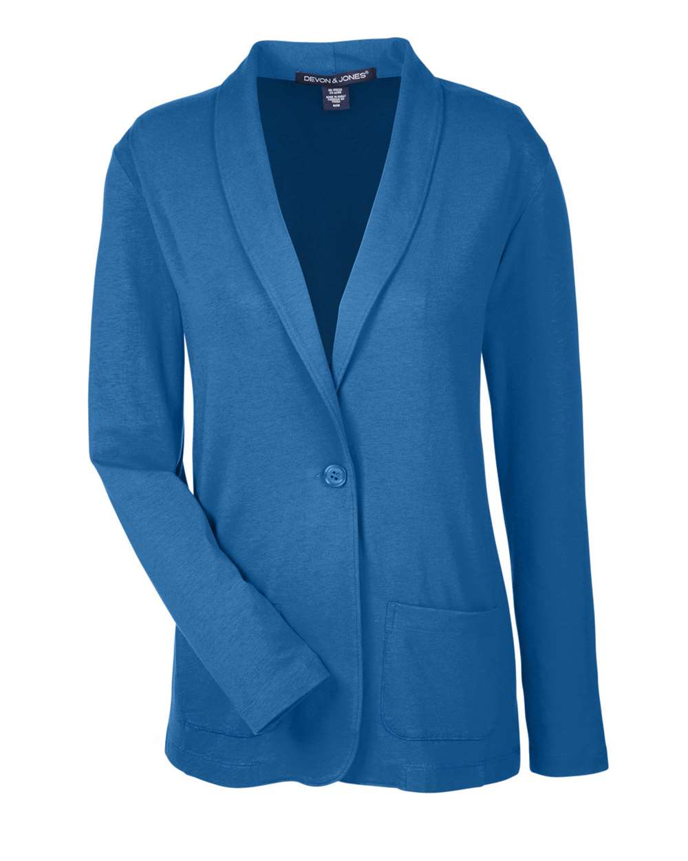 Front View of French Blue Women's Perfect Fit™ Shawl Collar Cardigan - DP462W