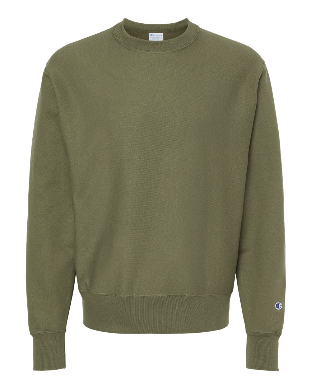 Front View of Fresh Olive Reverse Weave® Crewneck Sweatshirt - S149