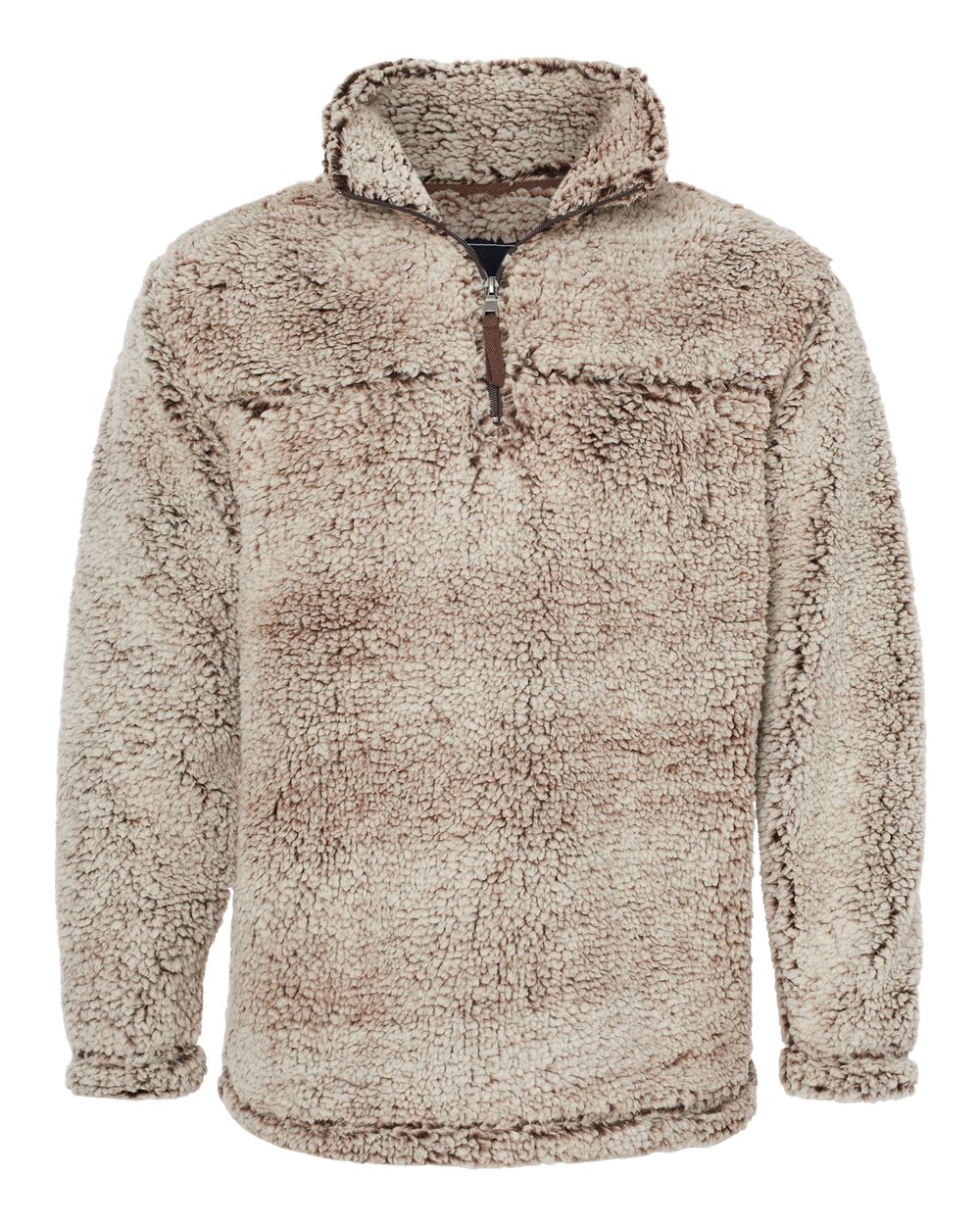 Front View of Frosty Chocolate Sherpa Fleece Quarter-Zip Pullover - Q10