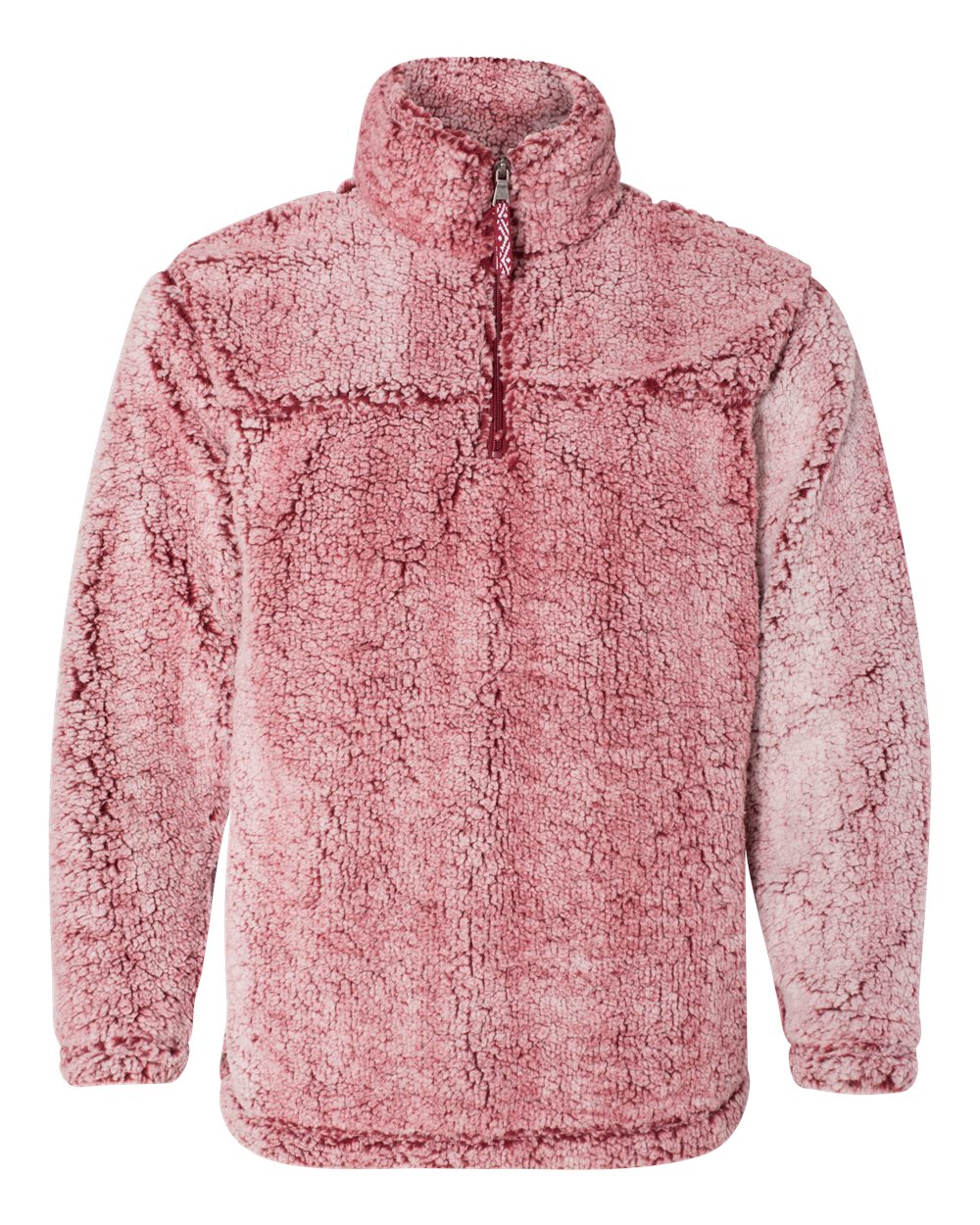 Front View of Frosty Garnet Sherpa Fleece Quarter-Zip Pullover - Q10