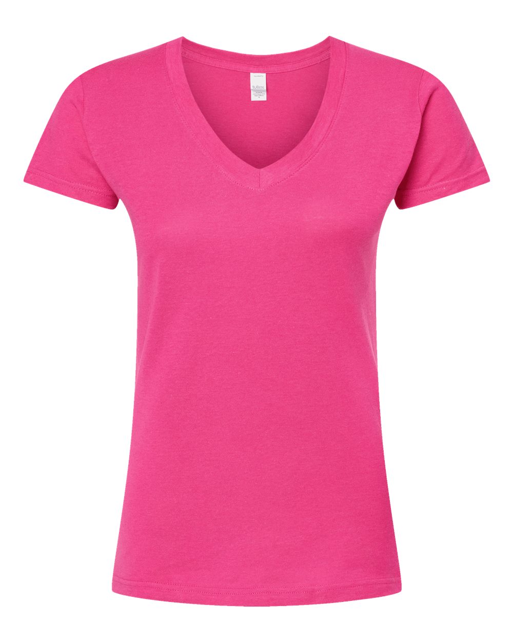 Front View of Fuchsia Women's Fine Jersey V-Neck T-Shirt - 214