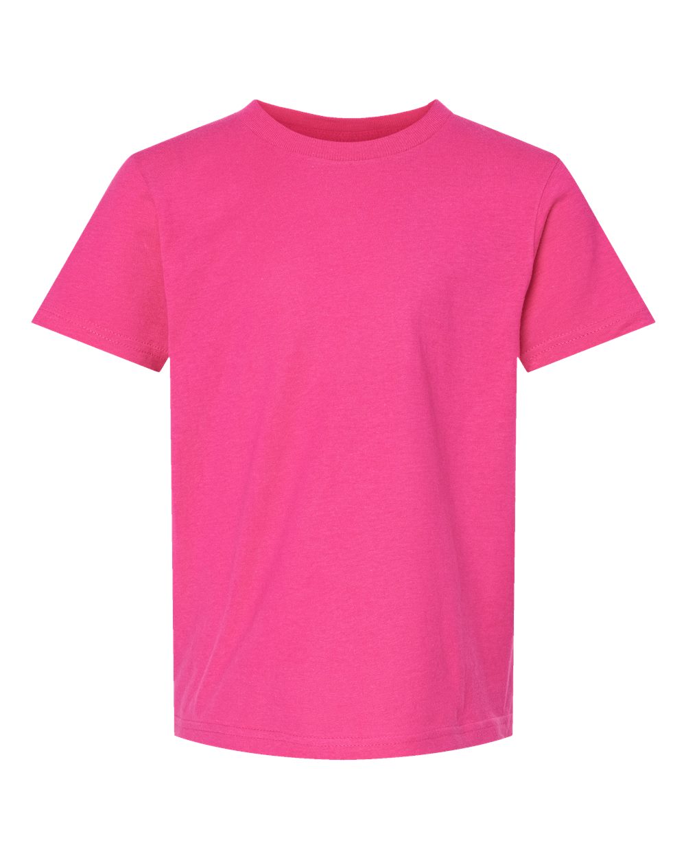 Front View of Fuchsia Youth Fine Jersey T-Shirt - 235
