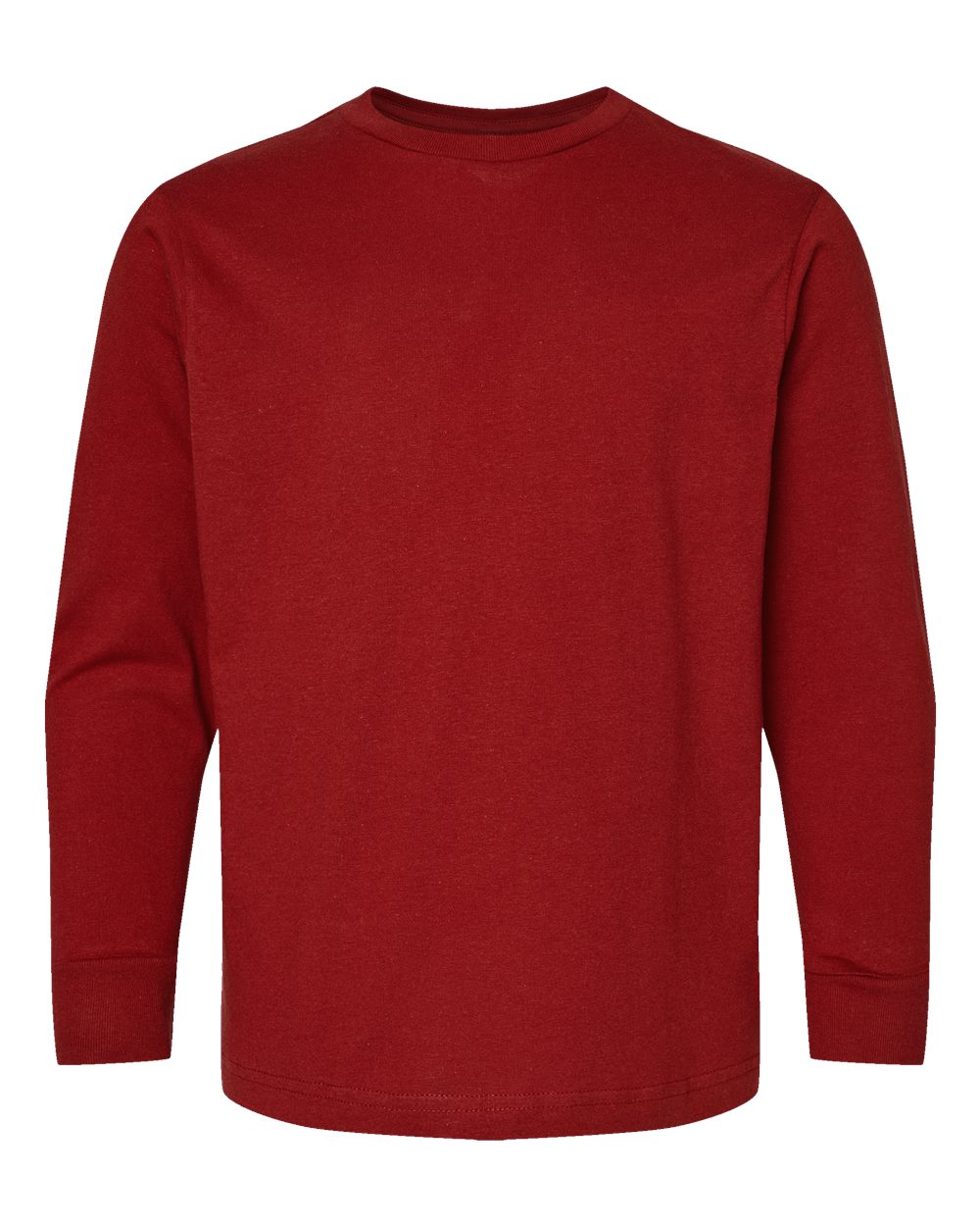 Front View of Garnet Youth Fine Jersey Long Sleeve Tee - 6201