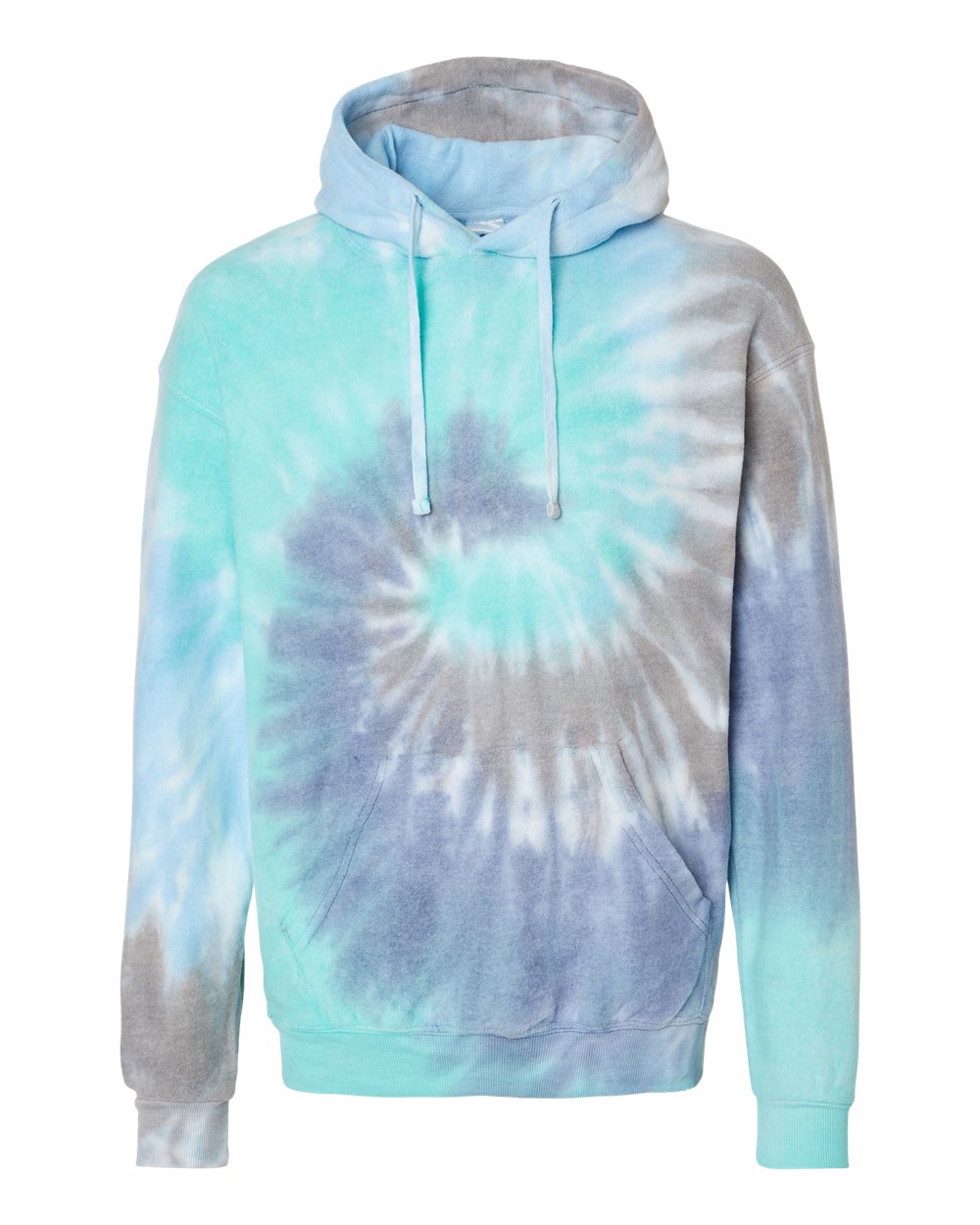 Front View of Glacier Tie-Dyed Cloud Fleece Hooded Sweatshirt - 8600