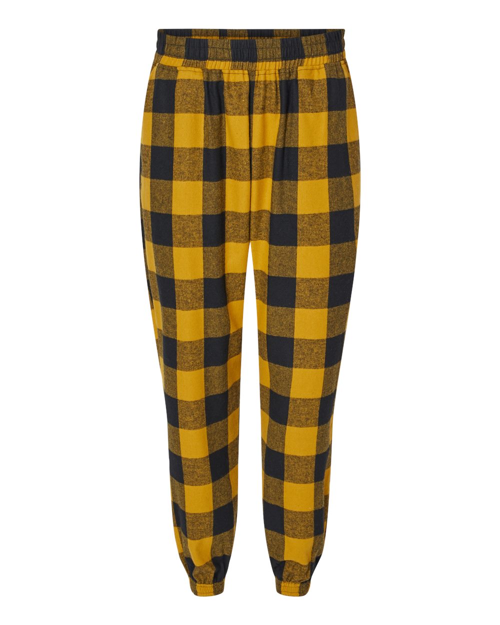 Front View of Gold/ Black Flannel Joggers - 8810