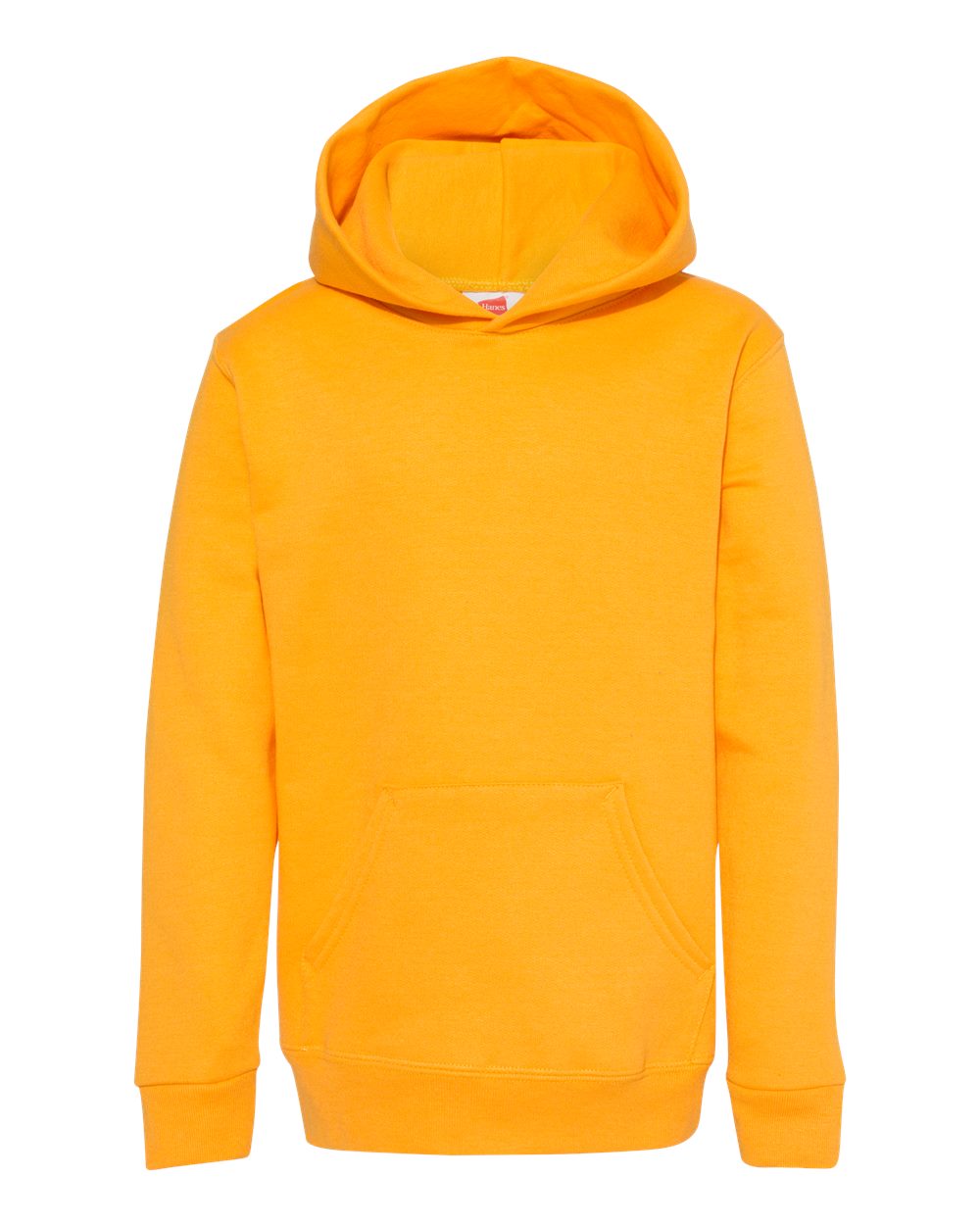 Front View of Gold Ecosmart® Youth Hooded Sweatshirt - P473
