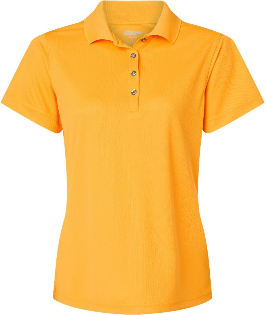 Front View of Gold Women's Saratoga Performance Mini Mesh Polo - 104