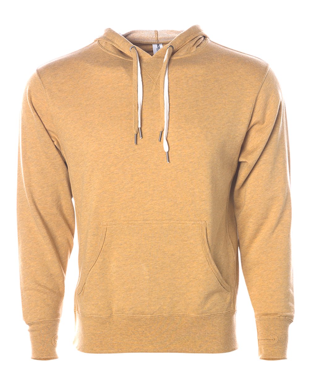 Front View of Golden Wheat Heather Midweight French Terry Hooded Sweatshirt - PRM90HT
