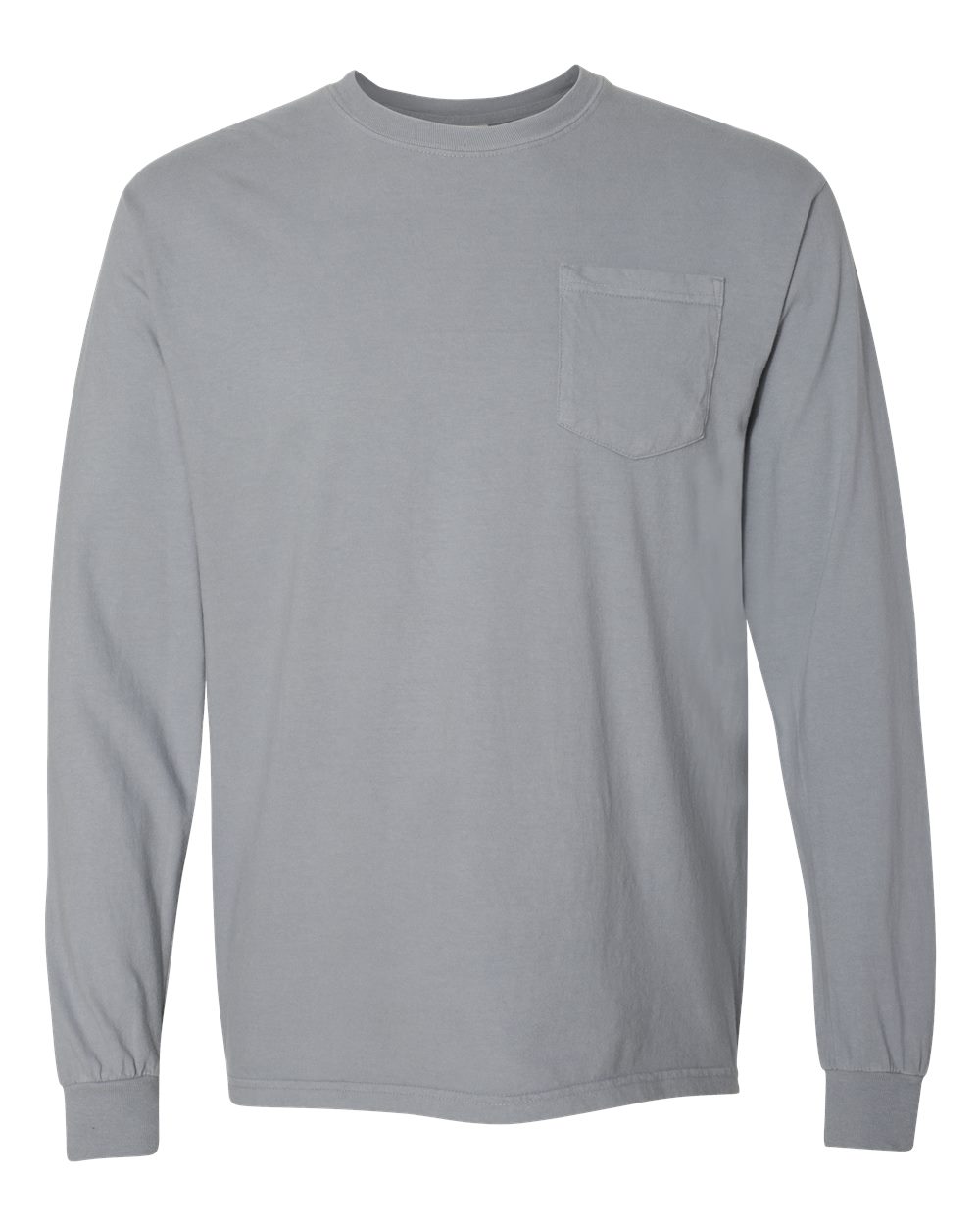 Front View of Granite Garment-Dyed Heavyweight Long Sleeve Pocket T-Shirt - 4410