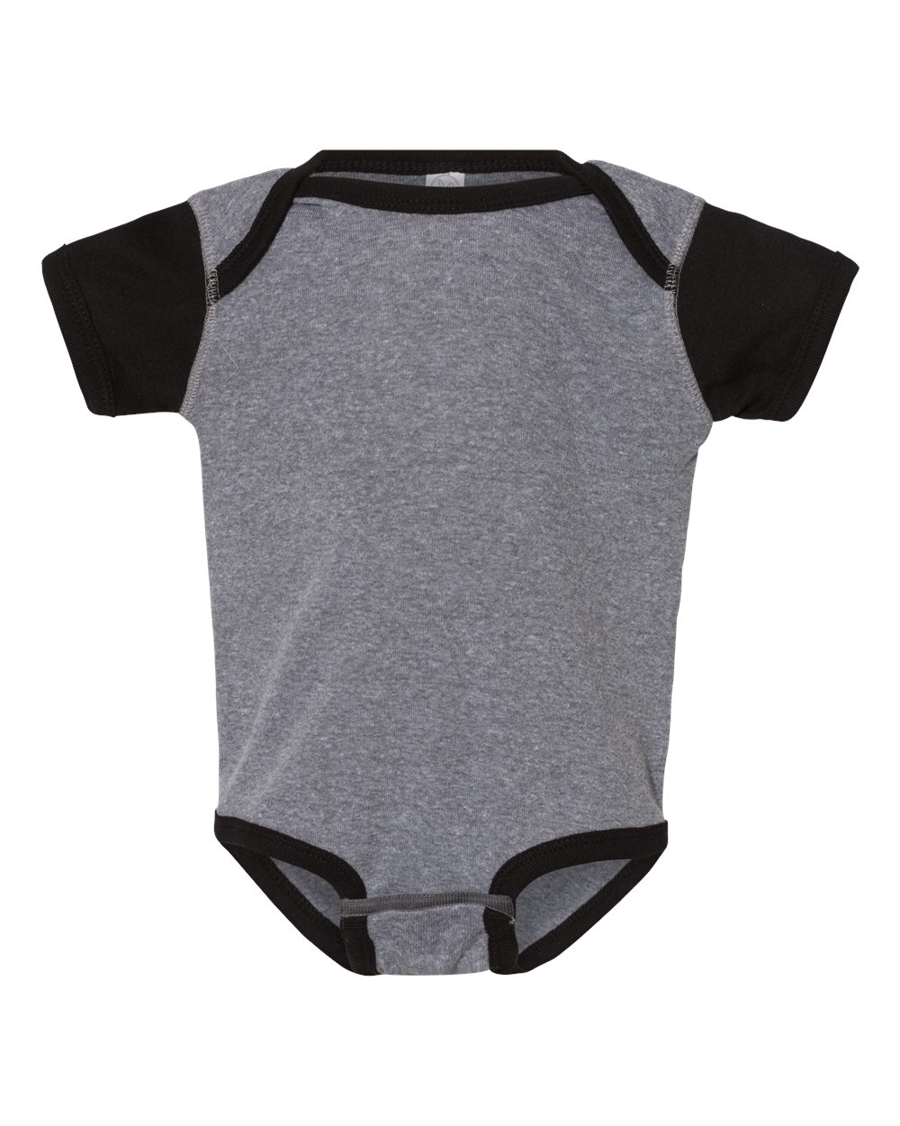 Front View of Granite Heather/ Black Infant Baby Rib Bodysuit - 4400