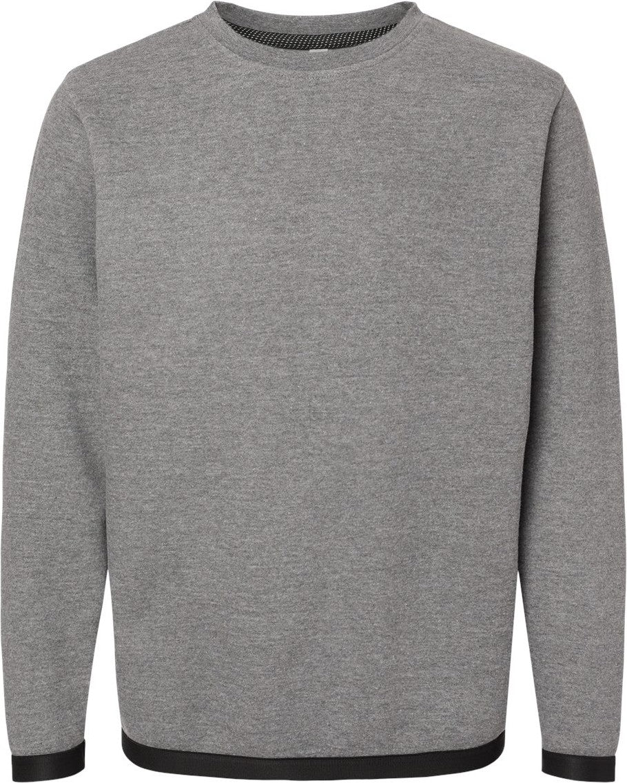 Front View of Granite Heather/ Black The Statement Fleece Crewneck Sweatshirt - 6789