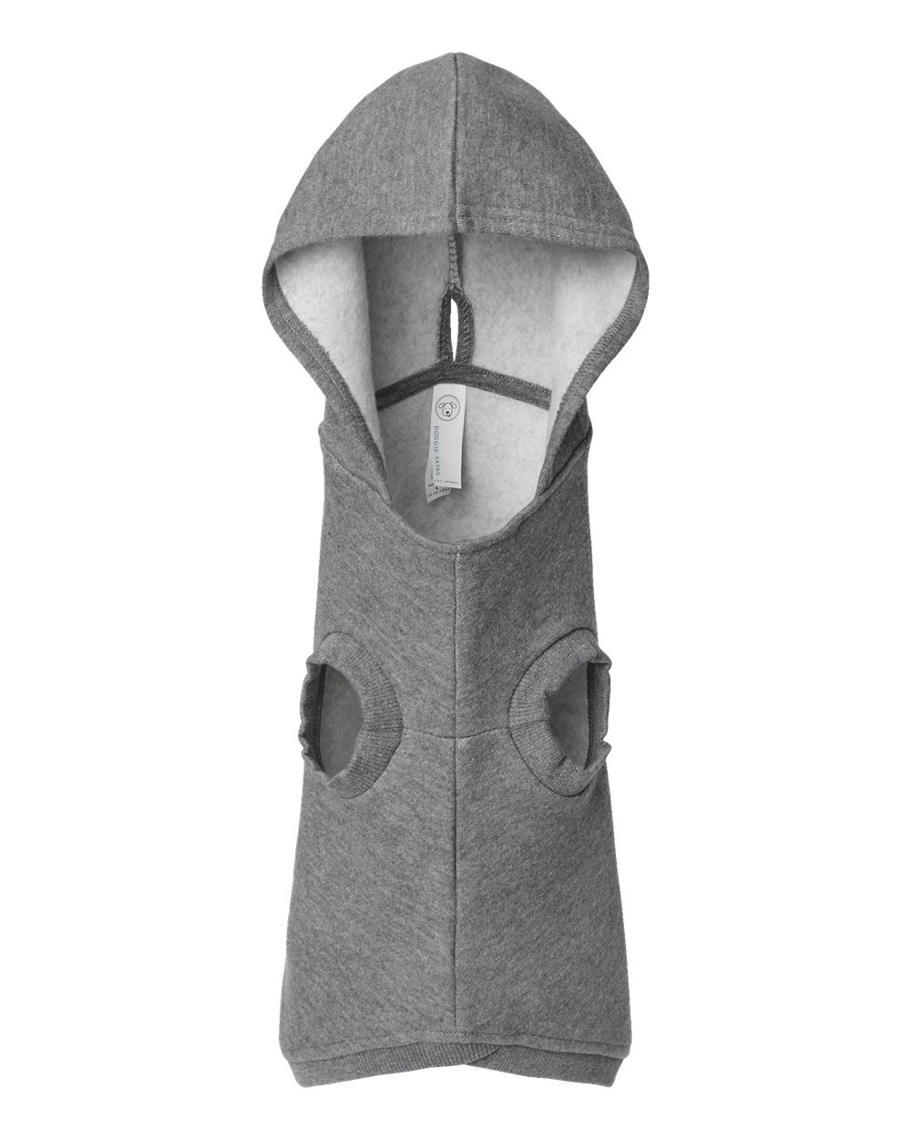 Front View of Granite Heather Doggie 3-End Fleece Hoodie - 3926