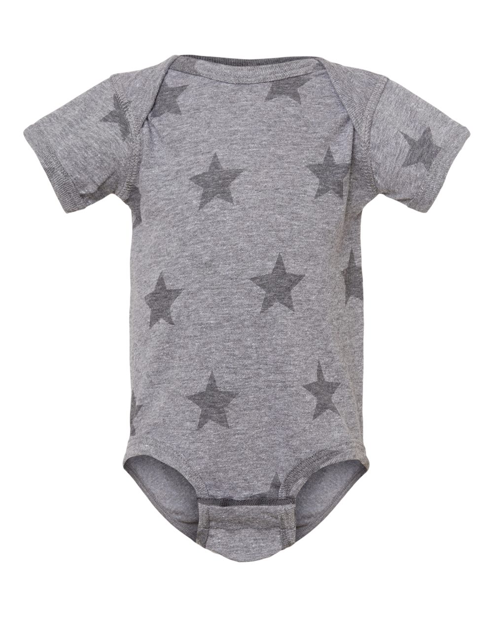 Front View of Granite Heather Star Infant Star Print Bodysuit - 4329