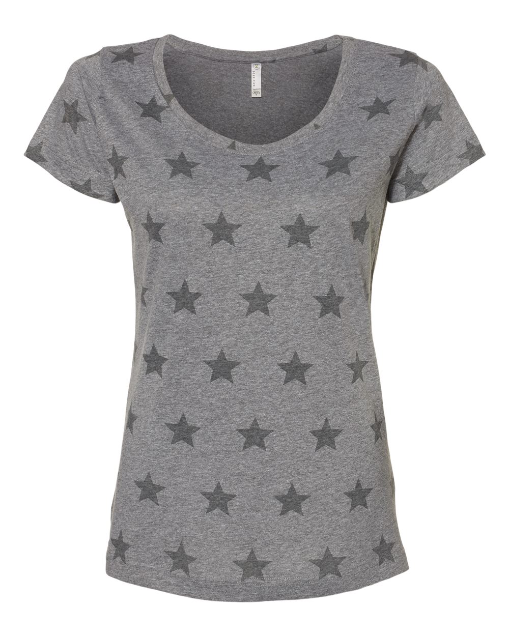 Front View of Granite Heather Star Women's Star Print Scoop Neck Tee - 3629