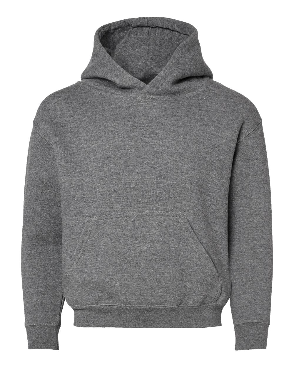 Front View of Granite Heather Youth Fleece Hoodie - 2296