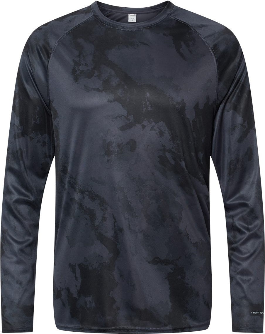 Front View of Graphite Cabo Camo Performance Long Sleeve T-Shirt - 228