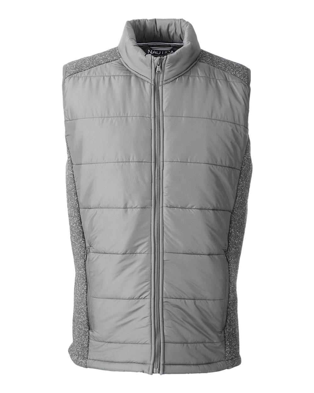 Front View of Graphite/ Graphite Heather Harbor Puffer Vest - N17946