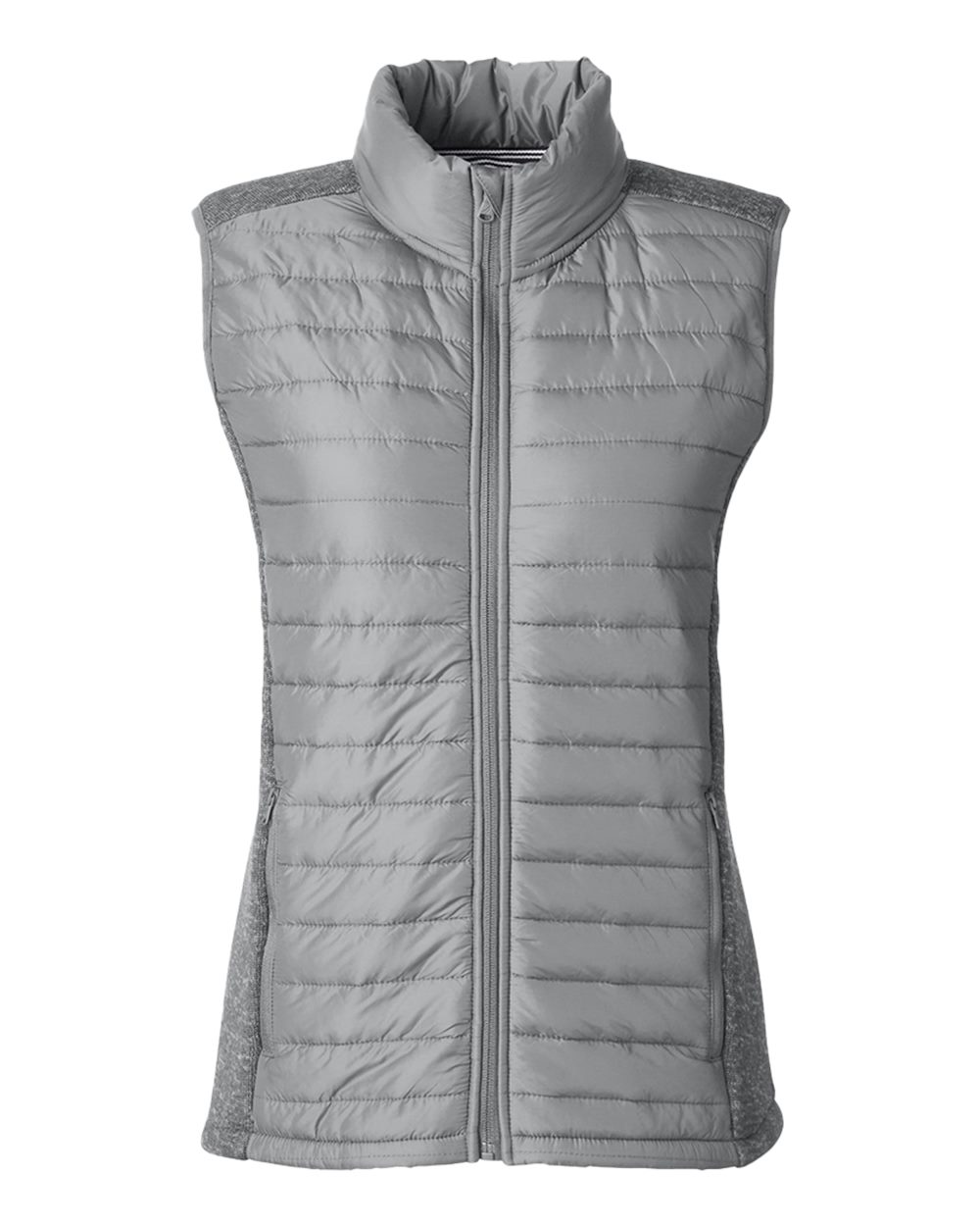 Front View of Graphite/ Graphite Heather Women's Harbor Puffer Vest - N17947