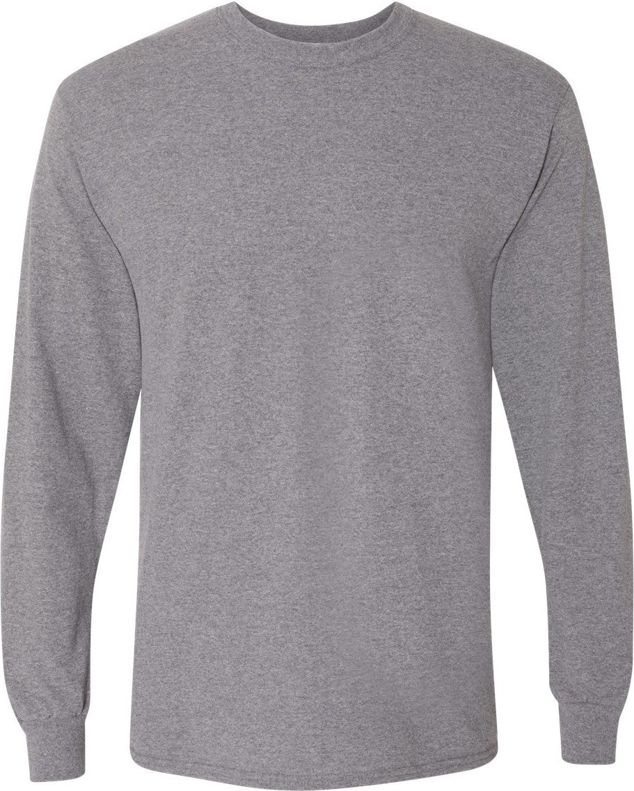 Front View of Graphite Heather DryBlend® 50/50 Long Sleeve T-Shirt - 8400
