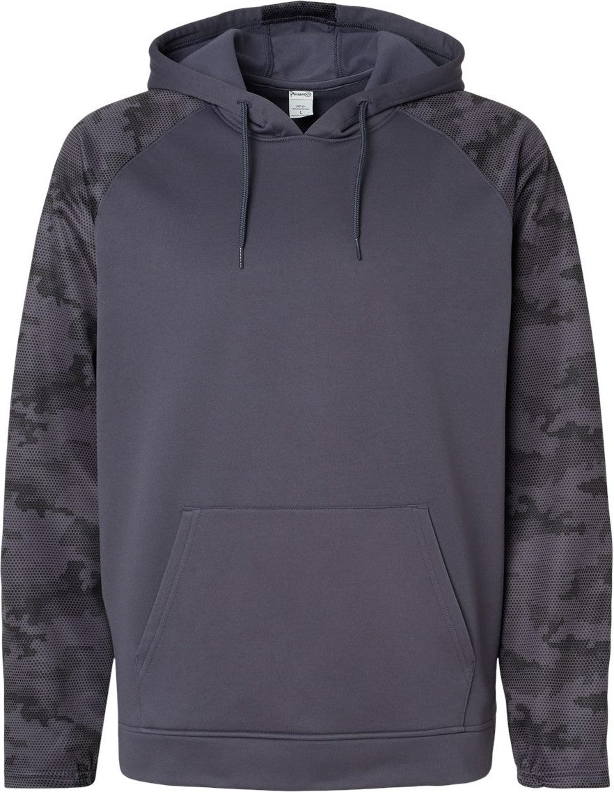 Front View of Graphite Tahoe Camo Fleece Hooded Sweatshirt - 306