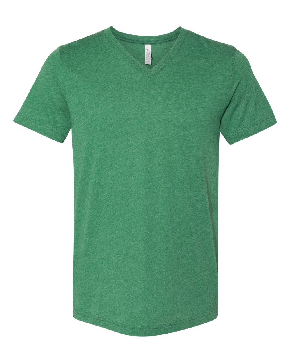 Front View of Grass Green Triblend Triblend V-Neck Short Sleeve Tee - 3415
