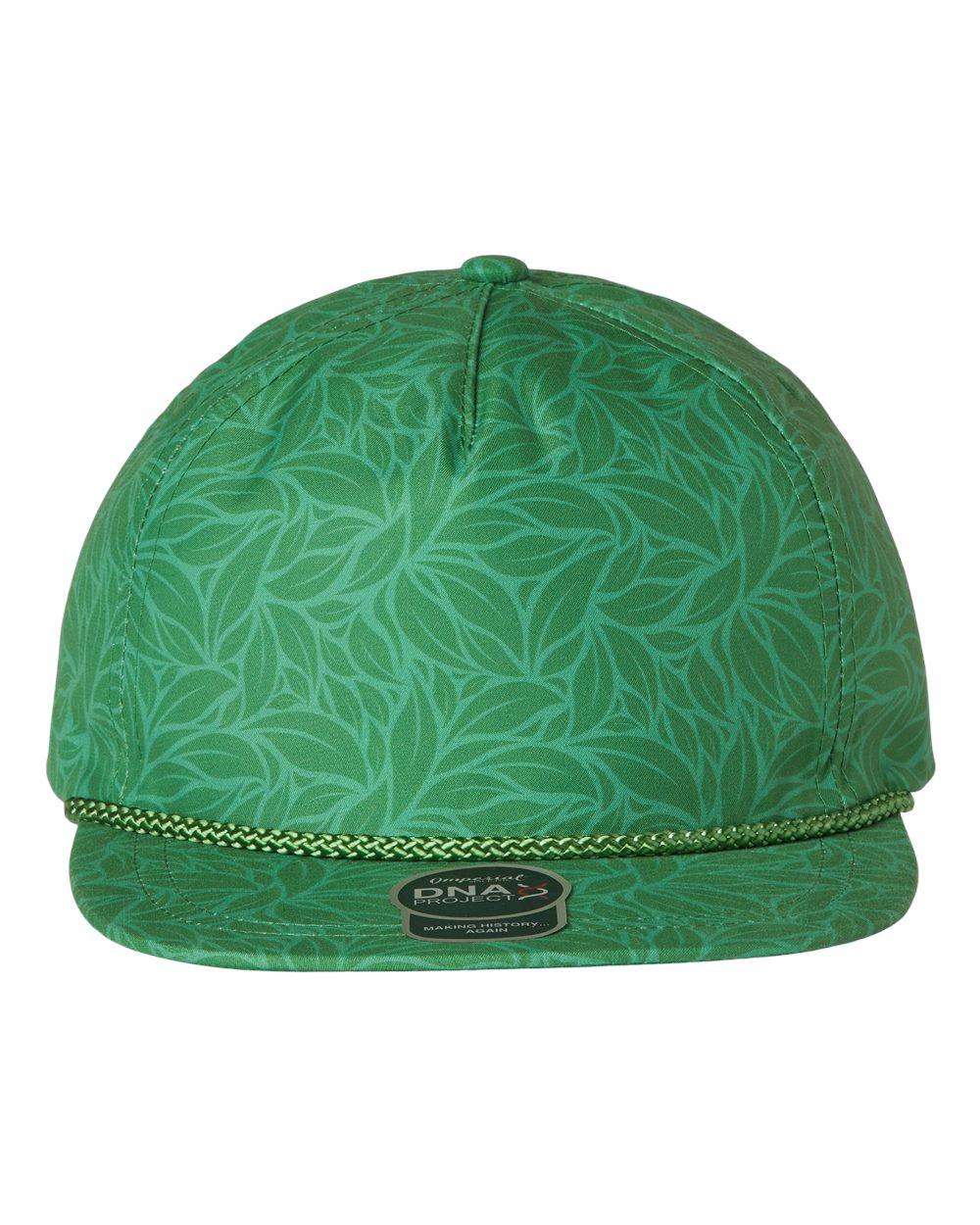 Front View of Green Floral The Aloha Rope Cap - DNA010