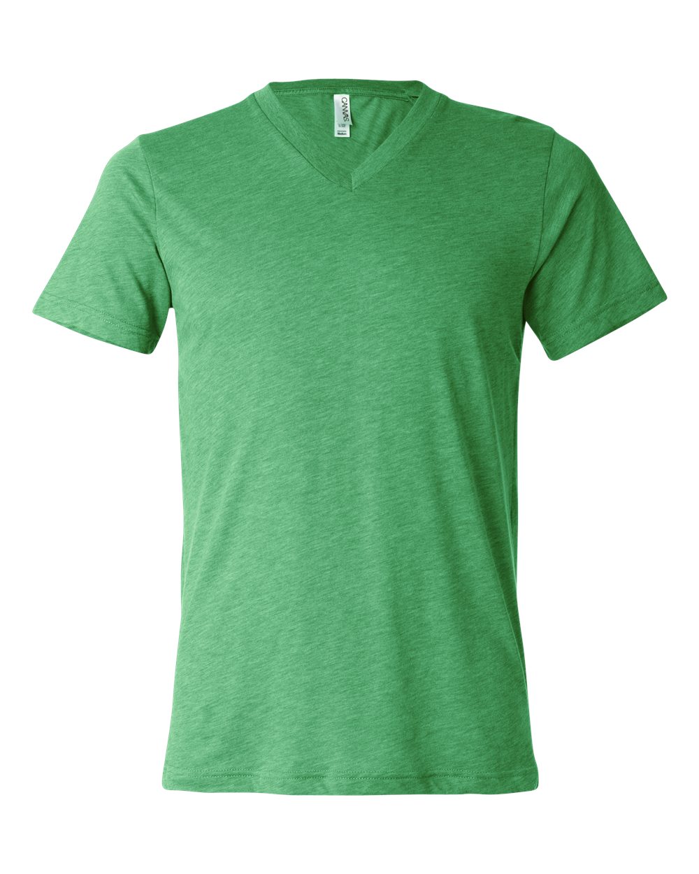 Front View of Green Triblend Triblend V-Neck Short Sleeve Tee - 3415