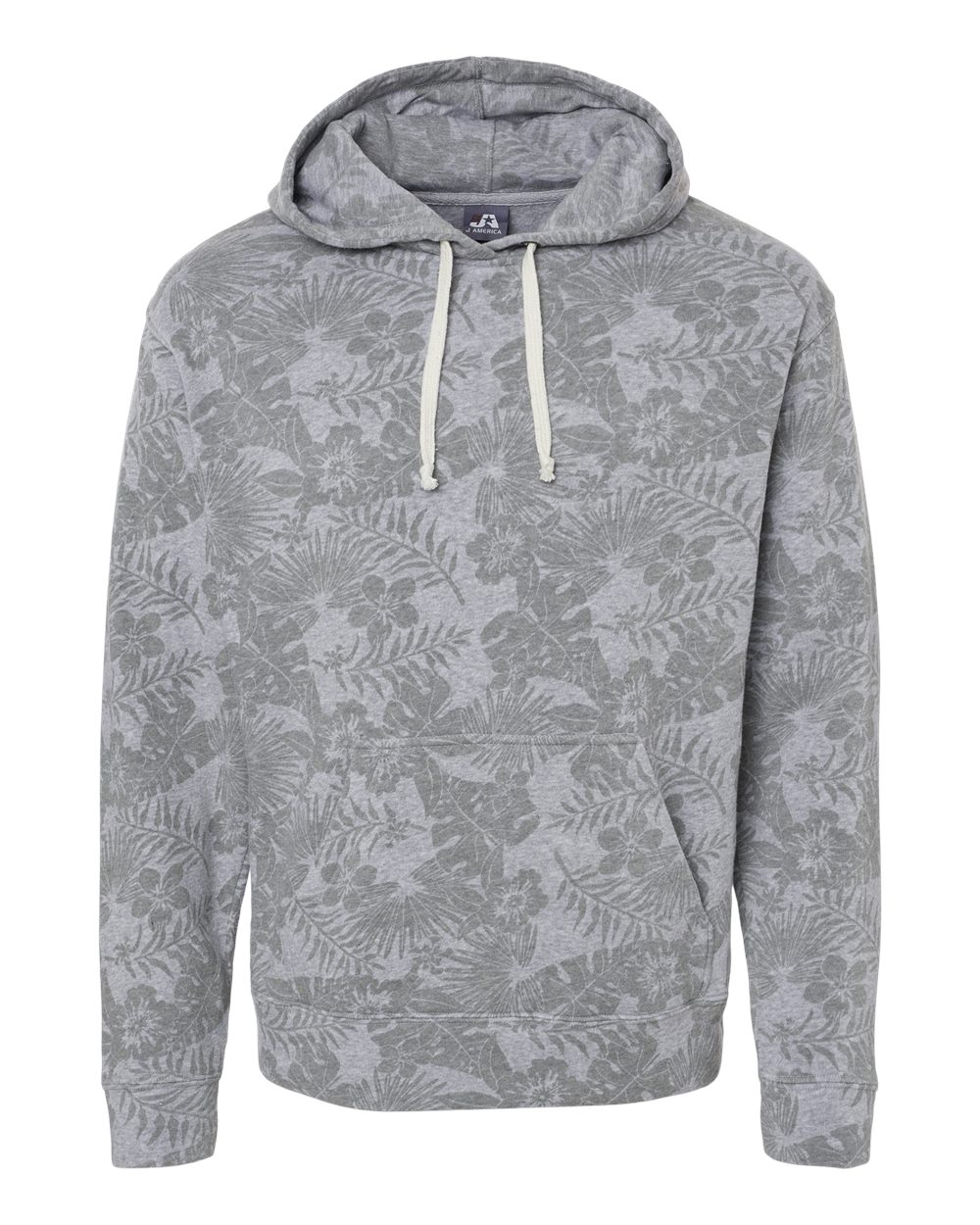 Front View of Grey Aloha Triblend Triblend Fleece Hooded Sweatshirt - 8871