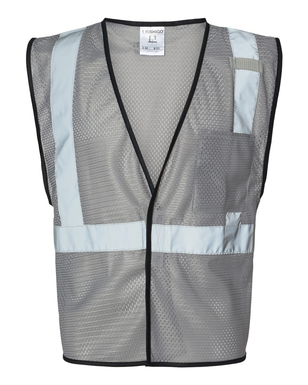 Front View of Grey - B131 EV Series® Enhanced Visibility Non-ANSI Vest - B120-131