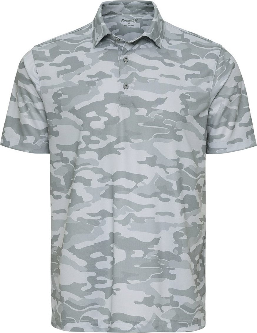 Front View of Grey Camo Newport Camo Polo - 170