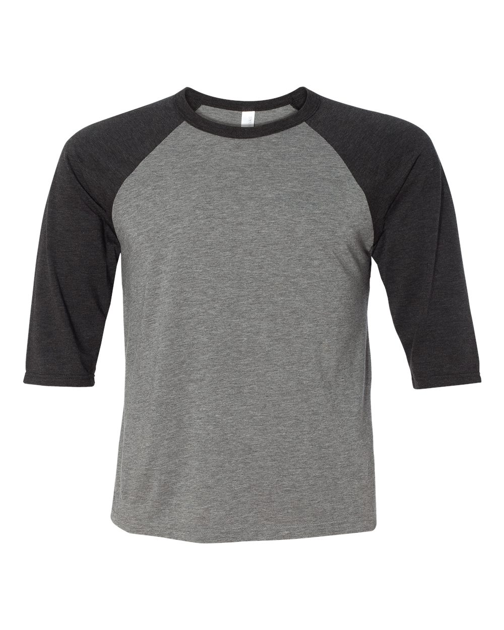 Front View of Grey/ Charcoal Black Triblend Toddler Three-Quarter Sleeve Baseball Tee - 3200T