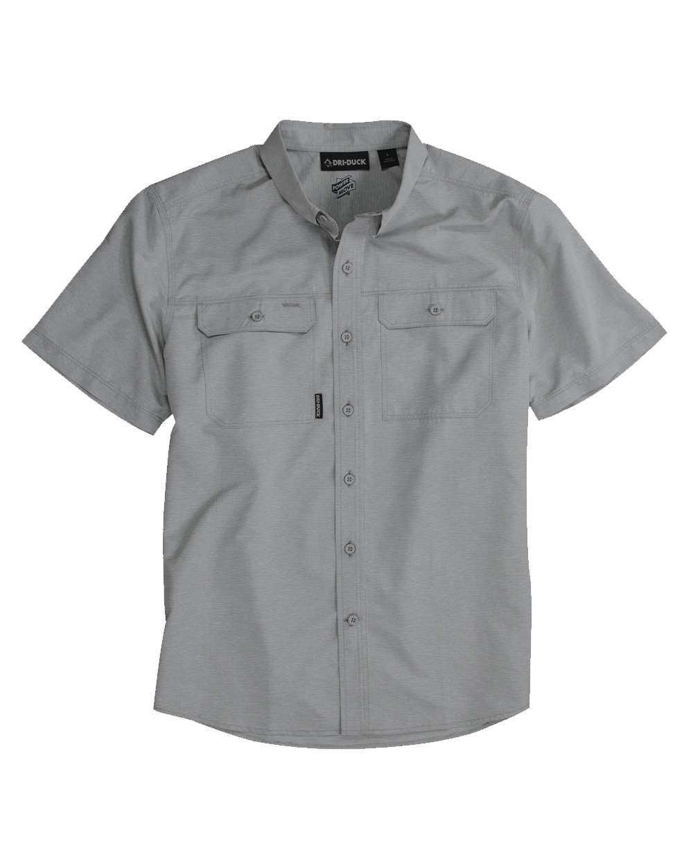 Front View of Grey Crossroad Woven Short Sleeve Shirt - 4445