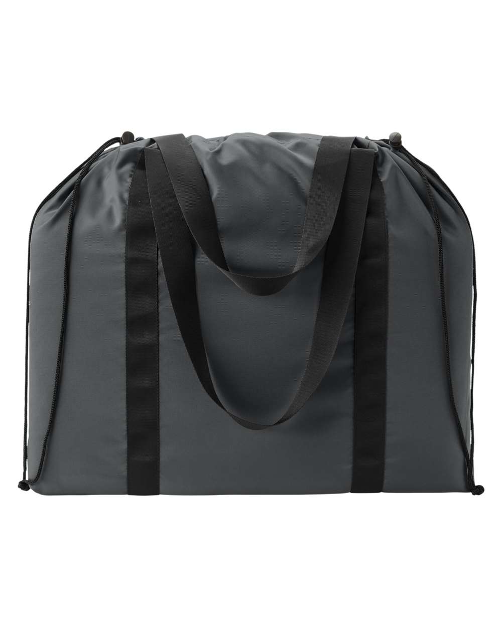 Front View of Grey Durable Cinch Tote - BE271