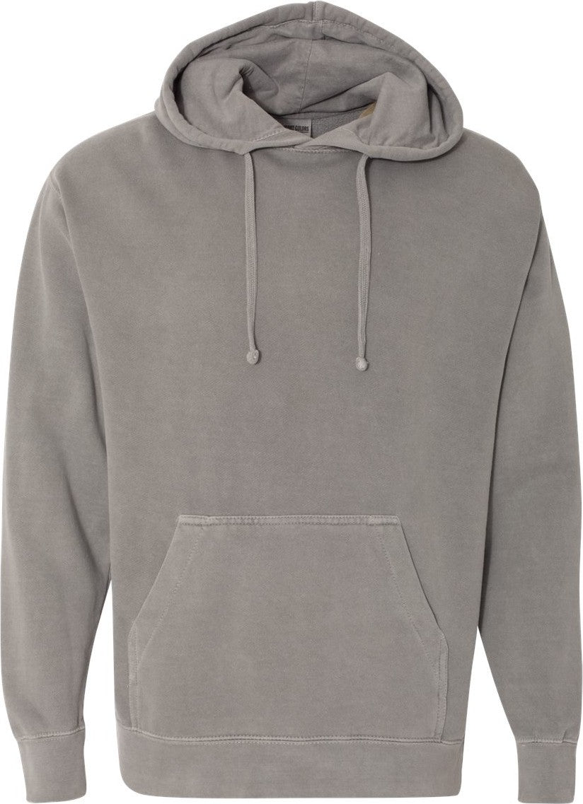 Front View of Grey Garment-Dyed Hooded Sweatshirt - 1567