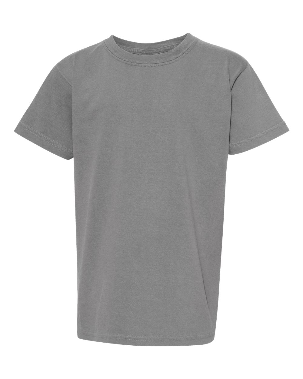 Front View of Grey Garment-Dyed Youth Heavyweight T-Shirt - 9018