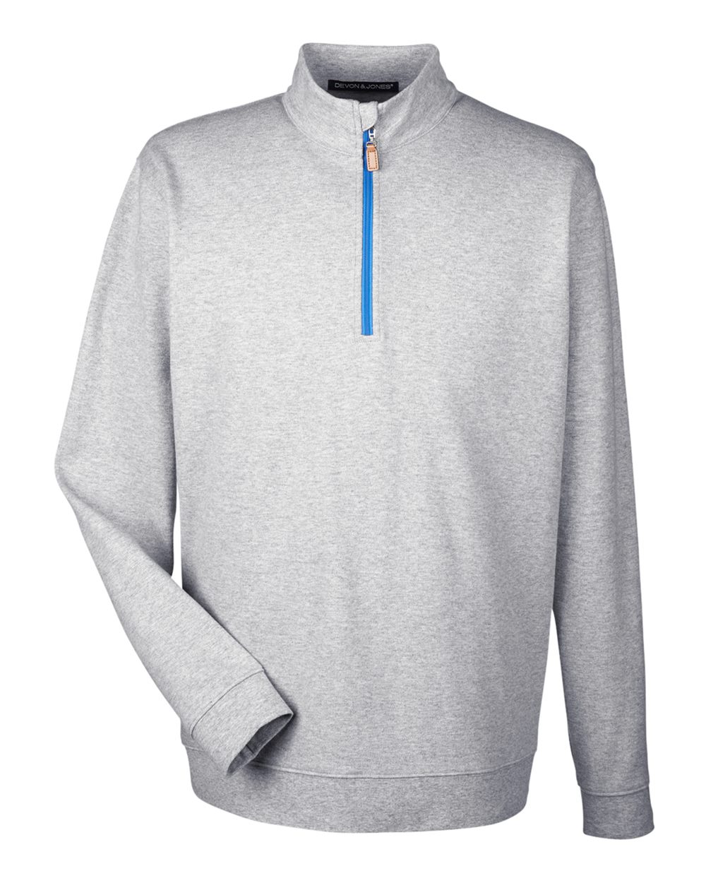 Front View of Grey Heather/ Grey H/ French Blue Men's DRYTEC20™ Performance Quarter-Zip Pullover - DG479