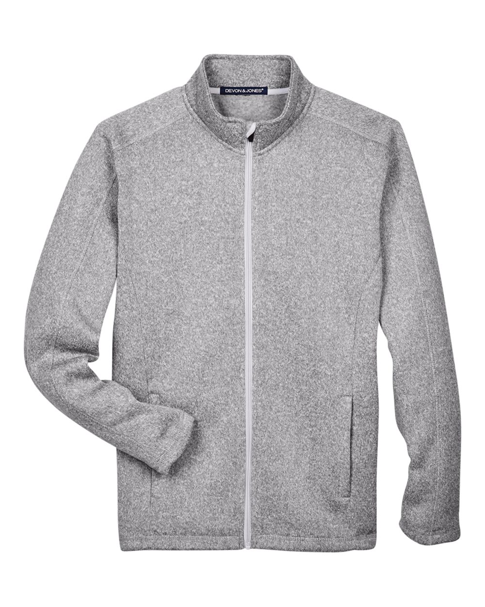 Front View of Grey Heather Men's Bristol Full-Zip Sweater Fleece Jacket - DG793