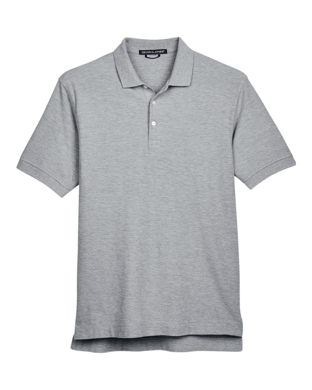 Front View of Grey Heather Men's Pima Piqué Polo - D100