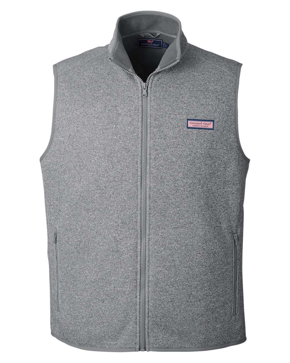 Front View of Grey Heather Mountain Sweater Fleece Vest - K002713