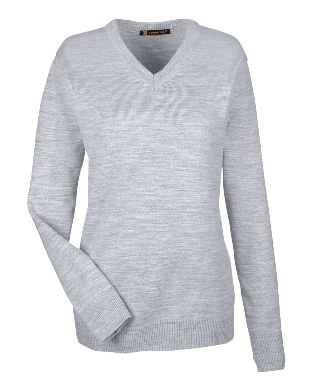 Front View of Grey Heather Womens Pilbloc V-Neck Sweater - M420W