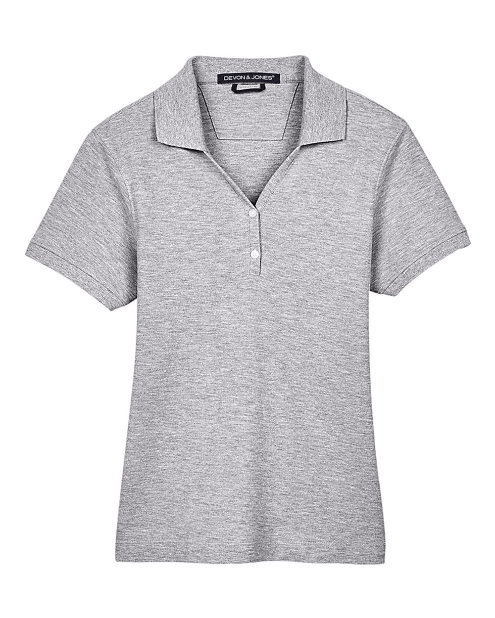 Front View of Grey Heather Women's Pima Piqué Polo - D100W