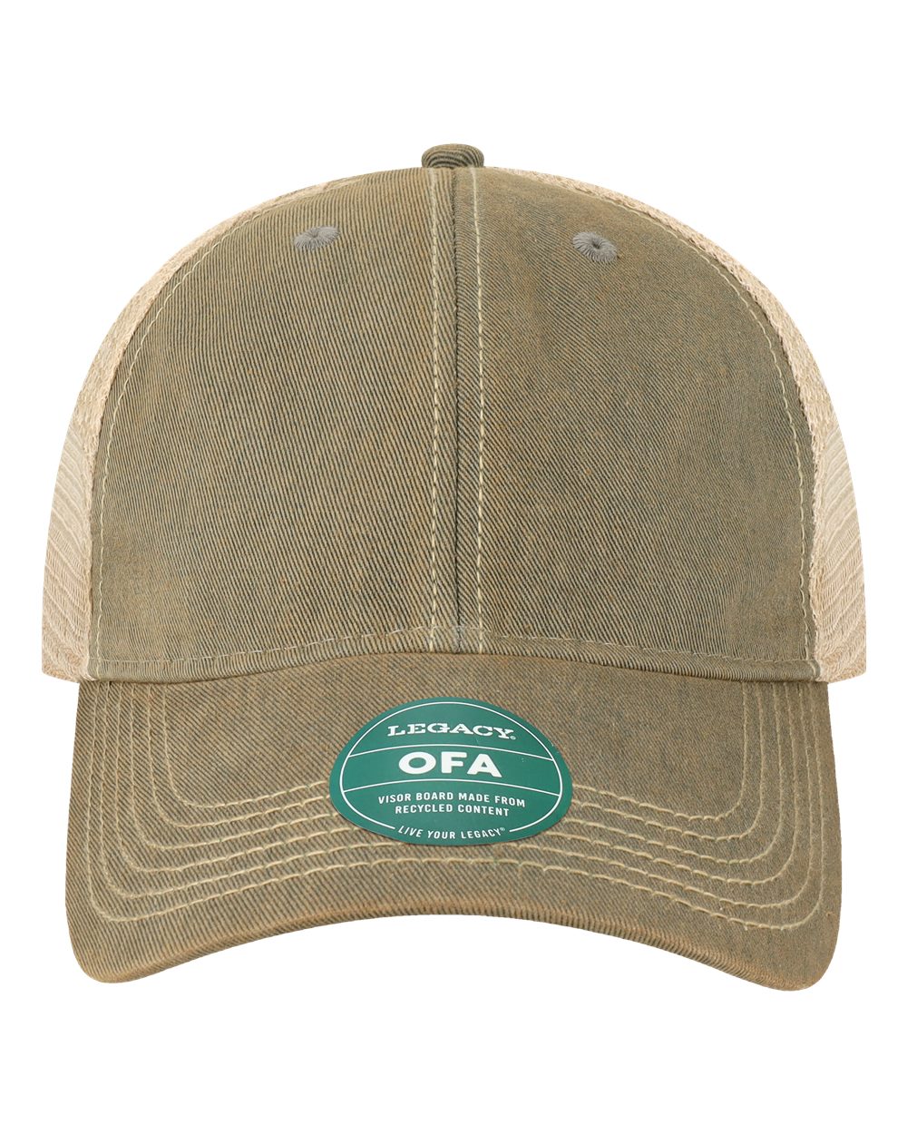 Front View of Grey/ Khaki Old Favorite Trucker Cap - OFA