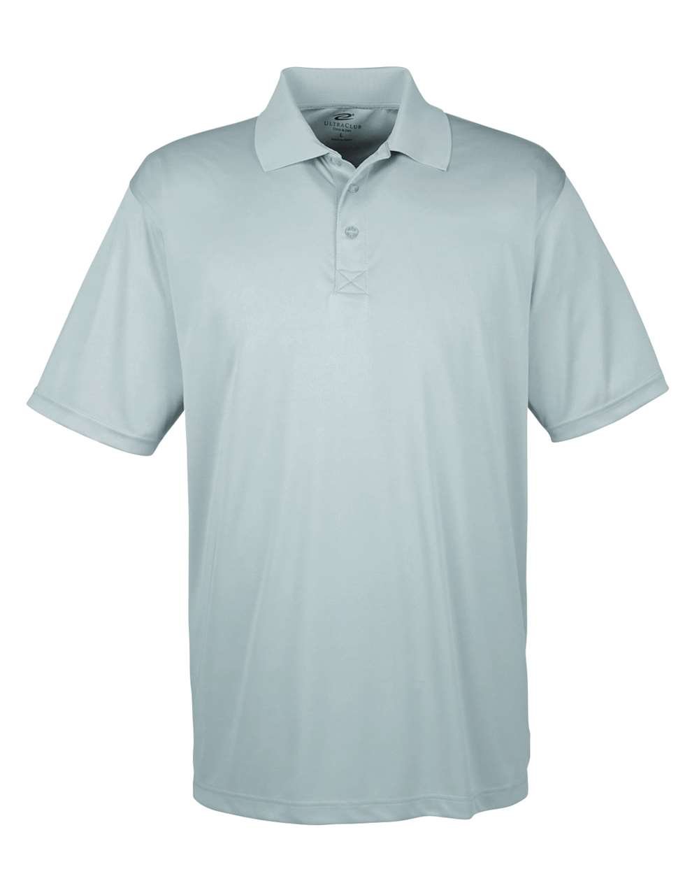 Front View of Grey Men's Cool & Dry Sport Performance Interlock Polo - 8425