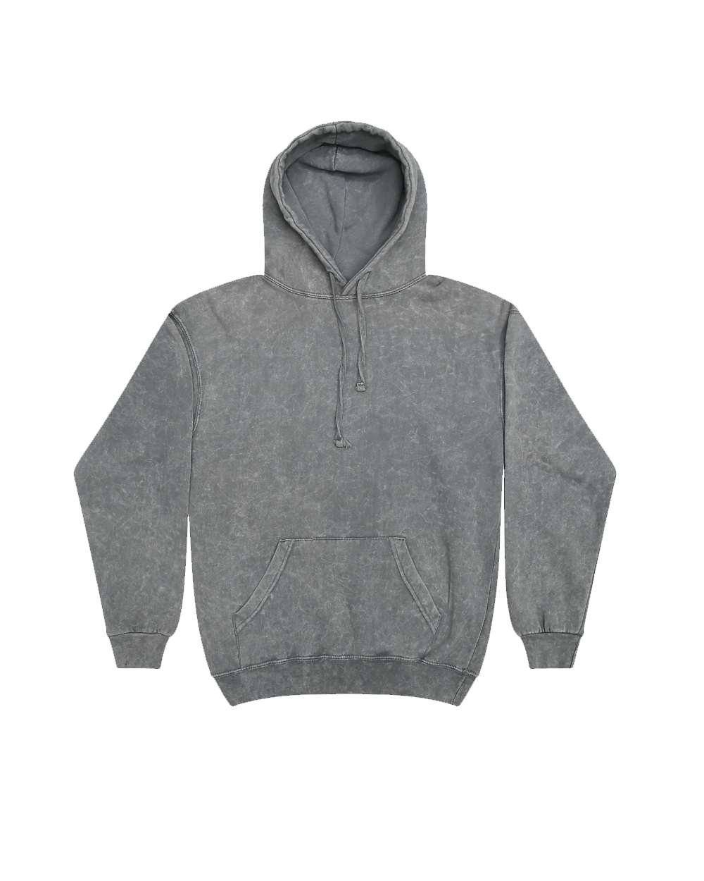 Front View of Grey Mineral Wash Hooded Sweatshirt - 8300