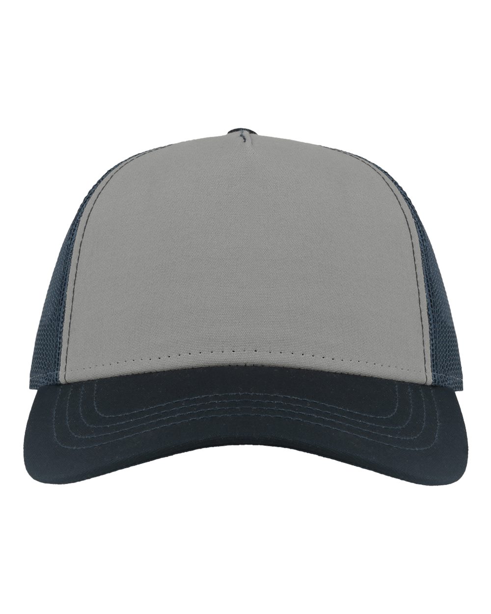 Front View of Grey/ Navy Sustainable Canvas Cap - RAPPER