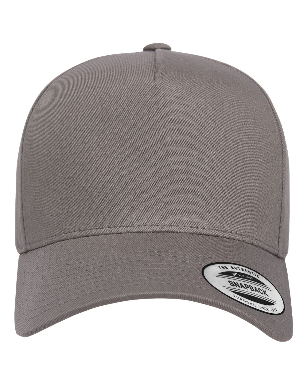 Front View of Grey Retro Cotton Blend Trucker Snapback Cap - 5079