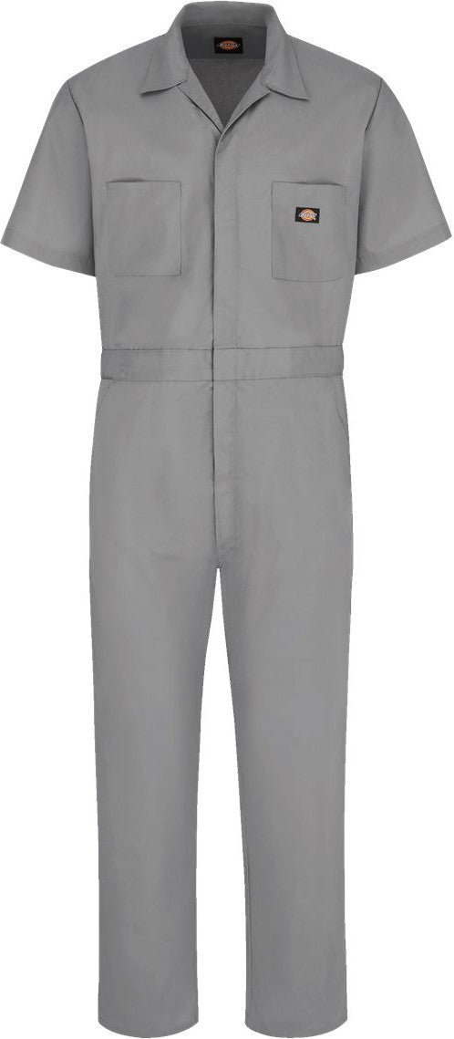 Front View of Grey Short Sleeve Coverall - 3339