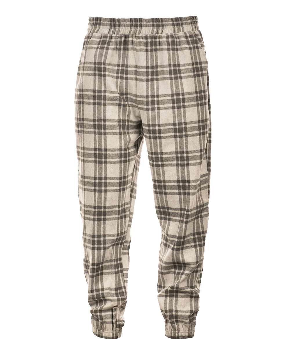 Front View of Grey/ Steel Flannel Joggers - 8810