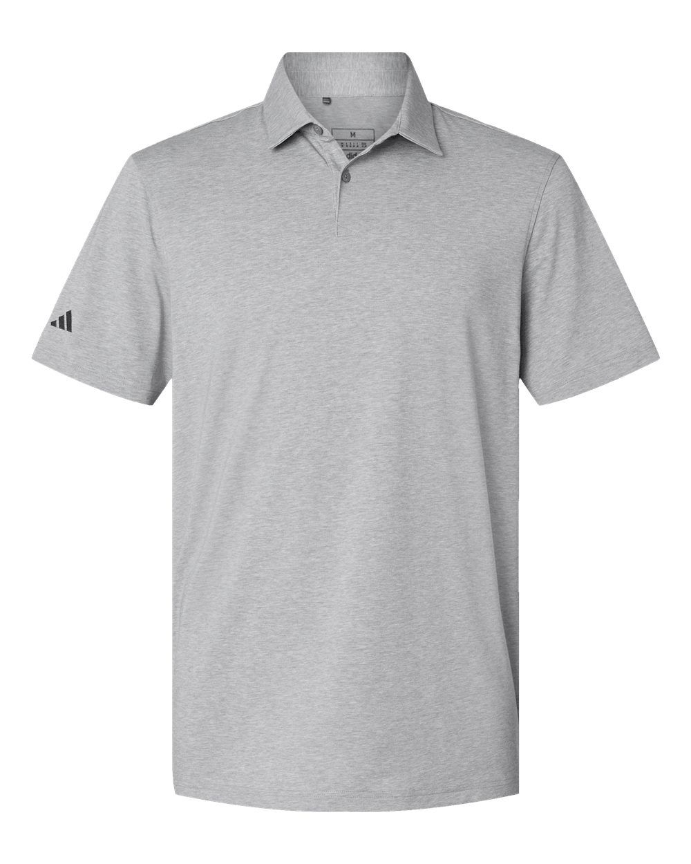 Front View of Grey Three Melange Blend Polo - A590